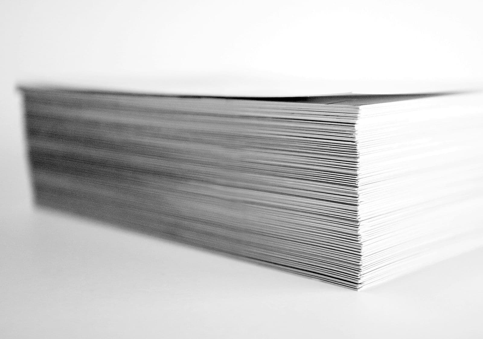The edge of a stack of paper
