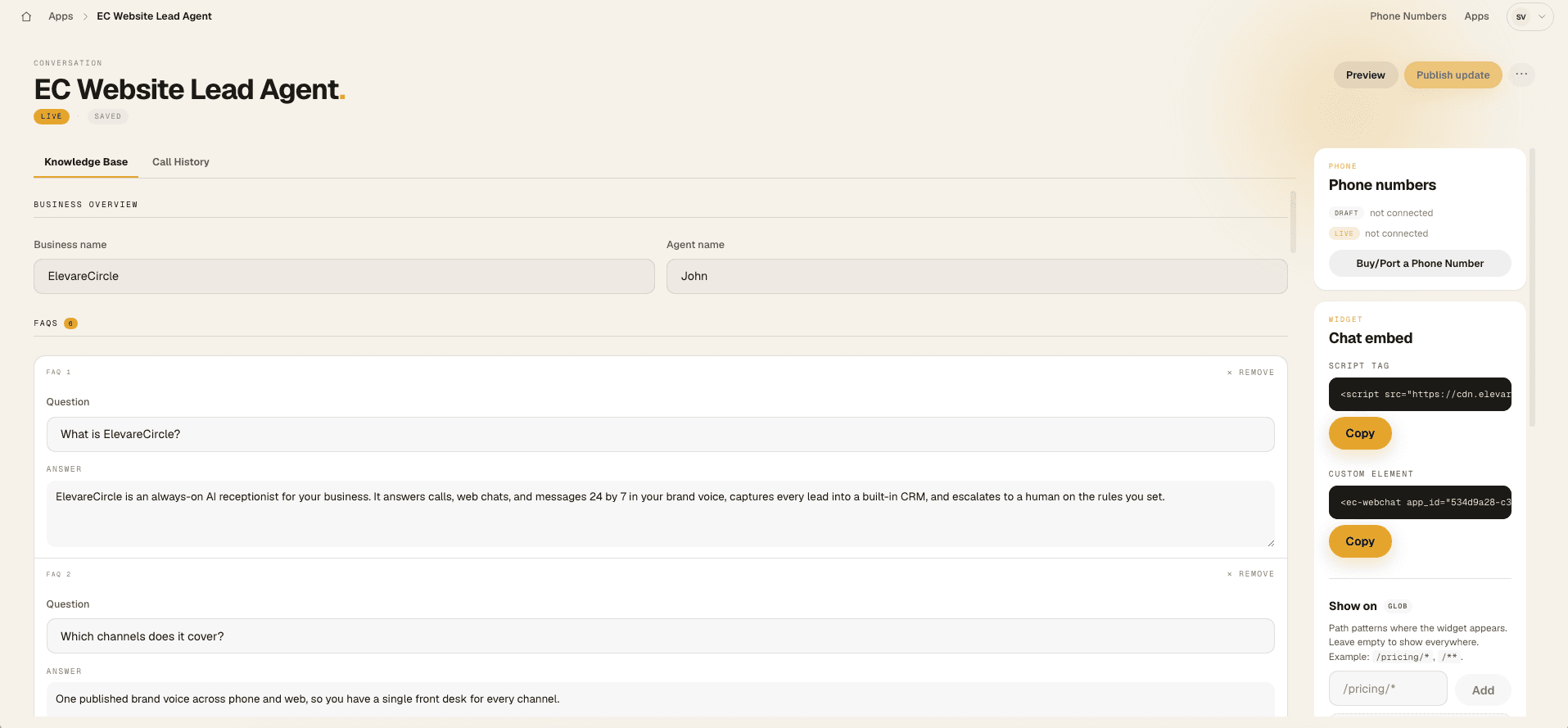 ElevareCircle: One knowledge base behind every channel.